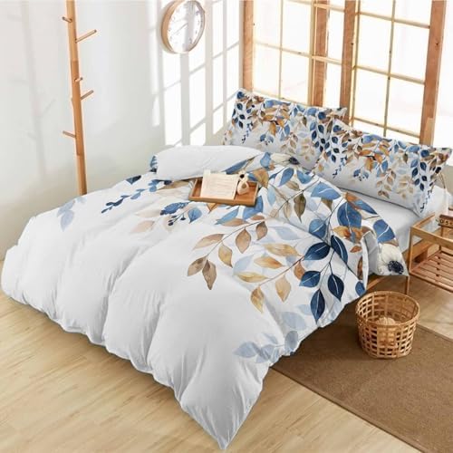 Alandar Home Autumn Eucalyptus Leaves Duvet Cover Set 3 Piece 1