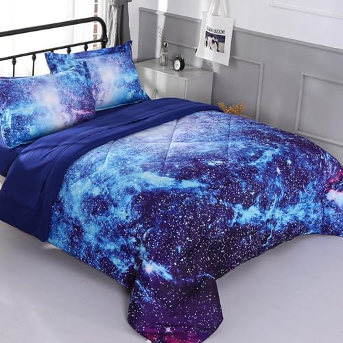 Wowelife Galaxy Bedding Set 5-Piece Full Size Blue