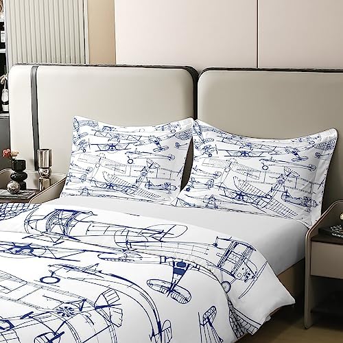 Kids Airplane Duvet Cover Set 100 Cotton Queen Size