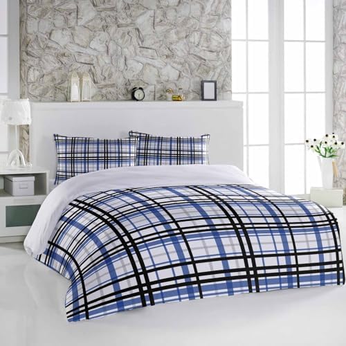 3 Piece Bedding Set with Abstract Black White Stripes