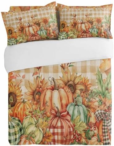 Alandar Home 3 Piece Bedding Set with Sunflower and Pumpkin Design