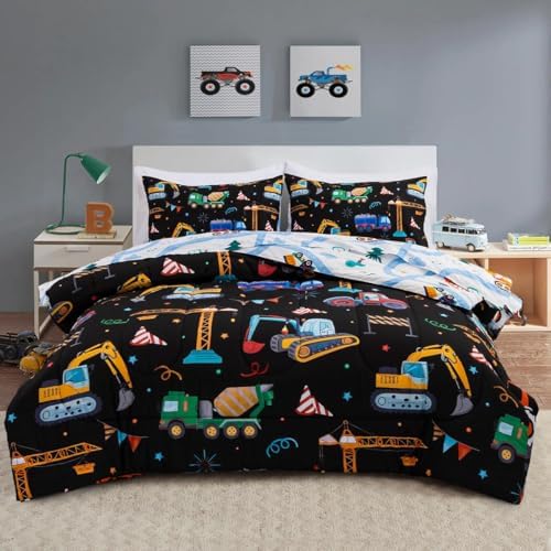 Holawakaka Boys Cartoon Construction Truck Bed In A Bag Set