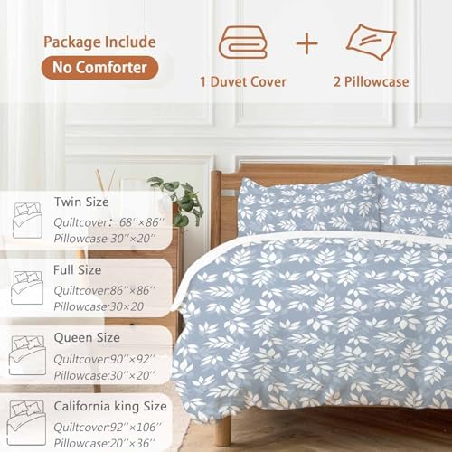 Sabolny Leaf Blue Bedding Queen Set