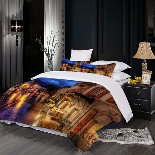 City Streets Duvet Cover Set 3 Piece Kids Bedding with Zipper