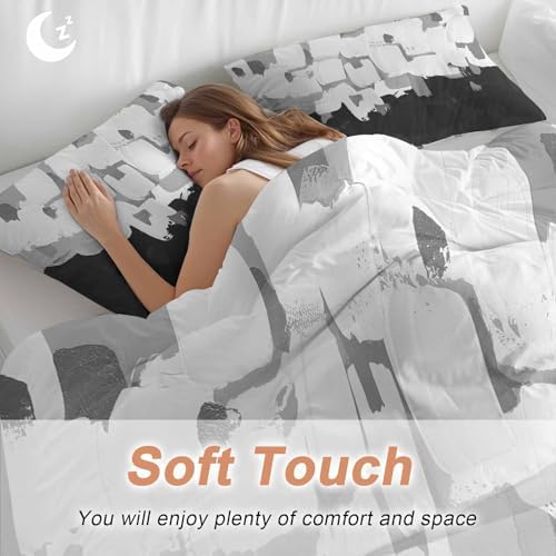 Sabolny Black White Queen Duvet Cover Set 3 Piece