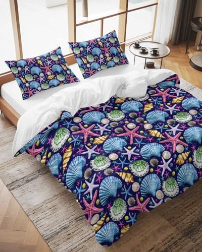 Coastal Blue Queen Duvet Cover Set with Pillowcases