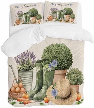 ZOE GARDEN Botanical Flowers Duvet Cover Set 3 Pieces Full Size