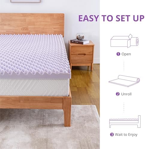 EGOHOME Egg Crate 3-Inch Memory Foam Mattress Topper Full Purple 54x75