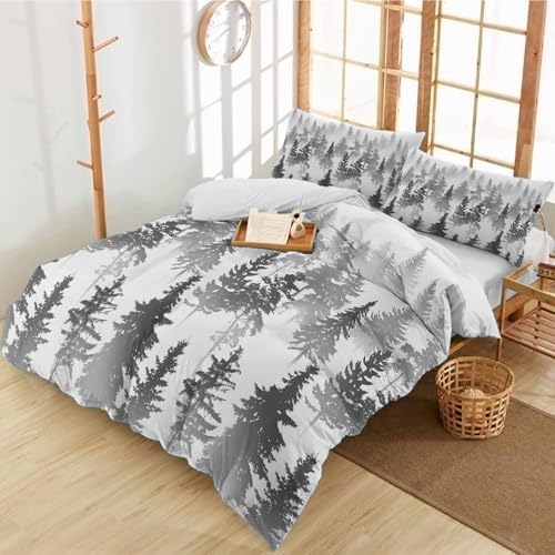 Alandar Home Forest Silhouette Duvet Cover Set 3 Piece
