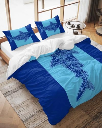 ZOE GARDEN Shark Mandalas Duvet Cover Set 3 Piece Full Size
