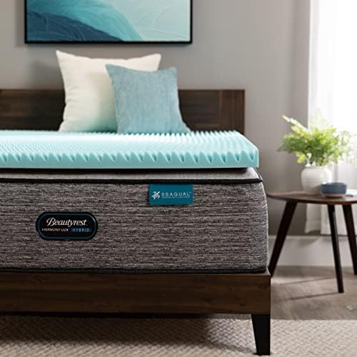 Beautyrest Cool Wave Plus Memory Foam Mattress Topper Full 3-Inch Blue