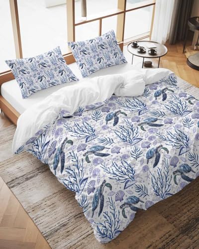 ZOE GARDEN Ocean Turtle Duvet Cover Queen Set