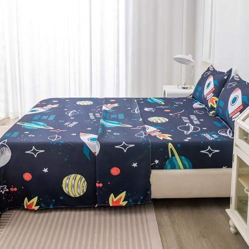 Megamayga Space Sheets Full Size 4Pcs Kids Bedding Set