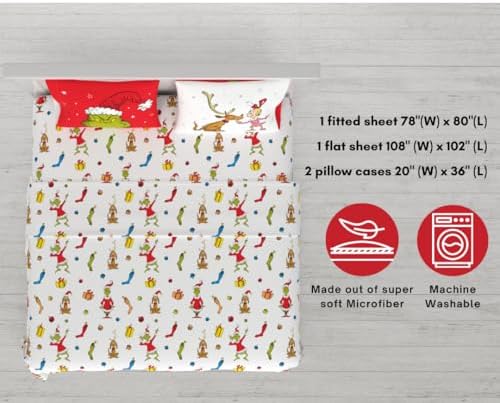 Franco Dr Seuss The Grinch 4-Piece King Sheet Set