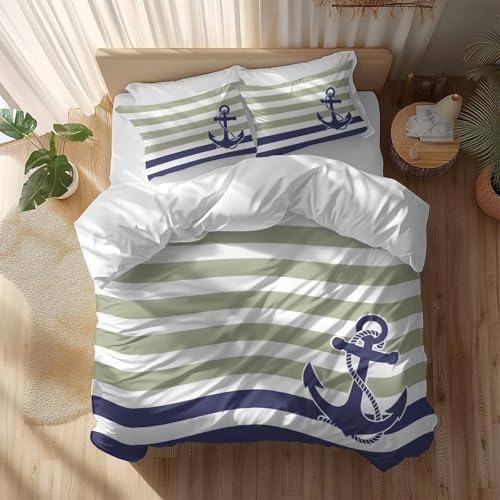 Sabolny Striped Anchor Bedding Duvet Cover Set