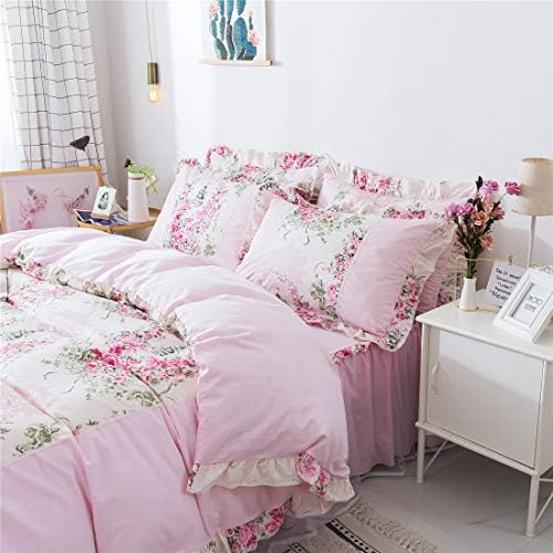 FADFAY Cal King Duvet Cover Set Pink Rose Floral 4 Pieces