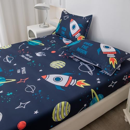 Megamayga Space Sheets Full Size 4Pcs Kids Bedding Set
