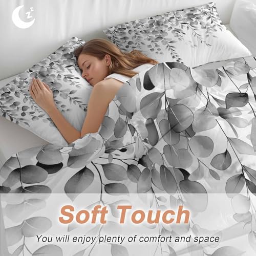 Sabolny Grey Eucalyptus Duvet Cover Set 3 Piece 1