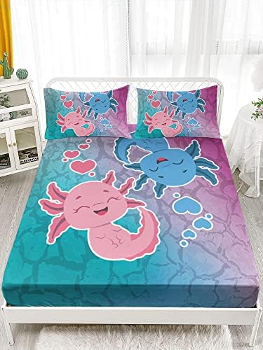 HOSIMA Axolotl Pattern Twin Fitted Sheet Set