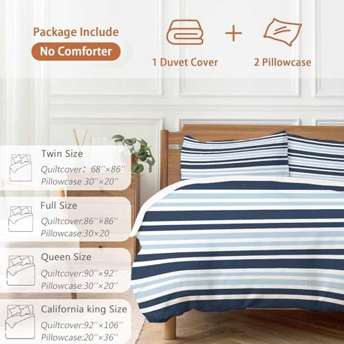 Sabolny Dark Blue Queen Duvet Cover Set 3 Piece 1