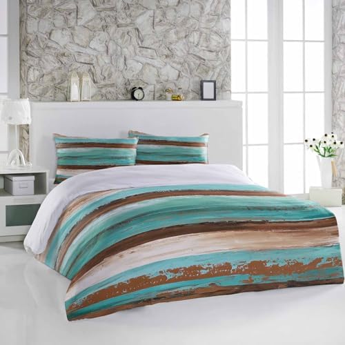 Alandar Home Retro Wood Grain Duvet Cover Set