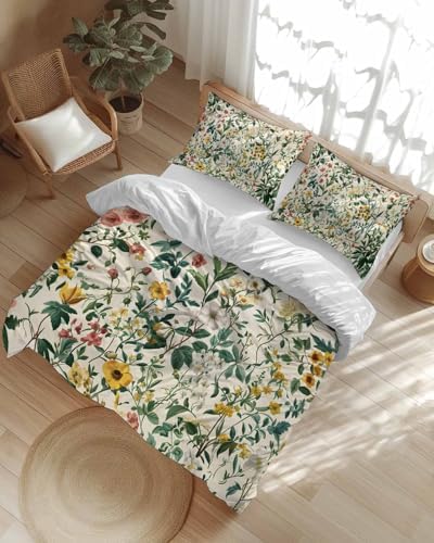 ZOE GARDEN Botanical Print Duvet Cover Set 3 Piece Full Size