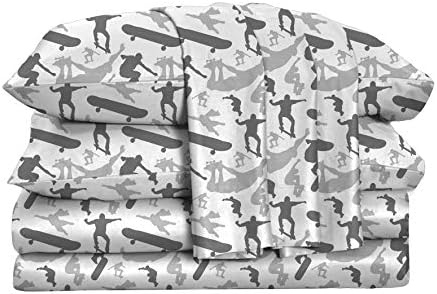 Kids Rule 4-Piece Skateboarder Sheet Set for Boys