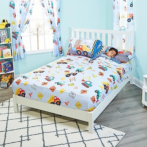 EVERYDAY KIDS Construction Twin Bed Sheet Set for Kids