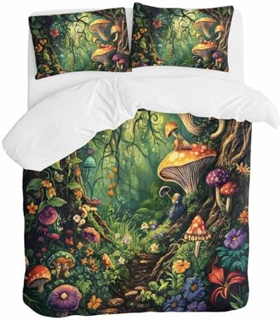 ZOE GARDEN Mushroom Forest Duvet Cover Set Queen Size