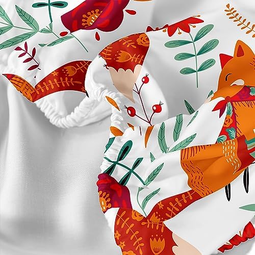 Cute Fox Pattern Twin Fitted Sheet Set 4Pcs