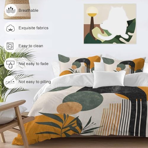 Sabolny Boho Orange Queen Duvet Cover Set