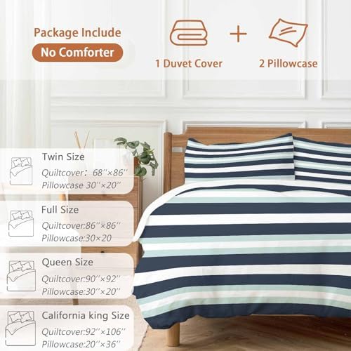 Sabolny Navy Blue Turquoise Duvet Cover Set 3 Piece