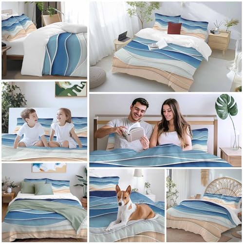 Sabolny Geometric Blue Duvet Cover Set 3 Piece