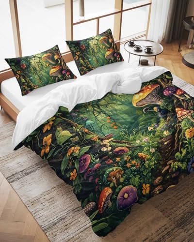ZOE GARDEN Mushroom Forest Duvet Cover Set Queen Size