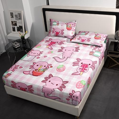 HOSIMA Axolotl Print Fitted Sheet Twin Set