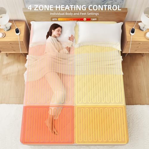 Caperia Heated Mattress Pad Cal King 72x84 Multizone 9 Heat Settings Auto Off