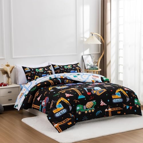 Holawakaka Boys Cartoon Construction Truck Bed In A Bag Set