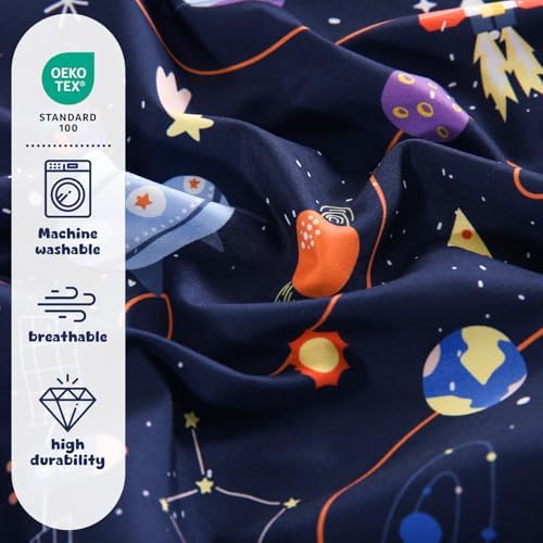 LONAVA Twin Sheet Set Kids - Astronauts 3 Piece Microfiber Bedding