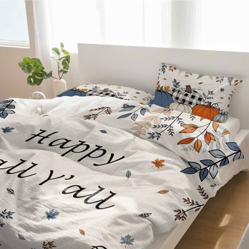 Alandar Home Duvet Cover Set Thanksgiving Pumpkin Fall Design