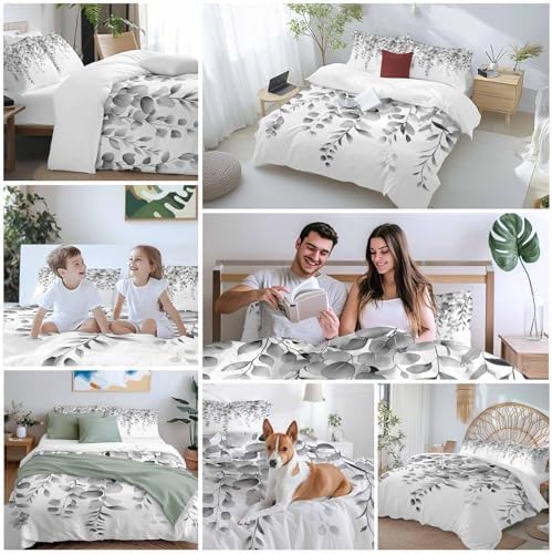 Sabolny Grey Eucalyptus Duvet Cover Set 3 Piece 1