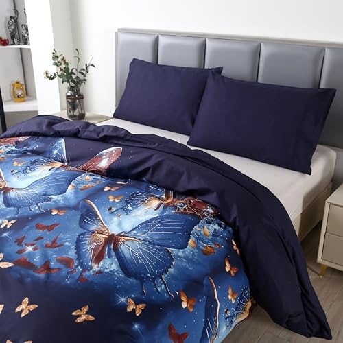 MAG 3pcs Butterfly Duvet Cover Set for Toddler Girls