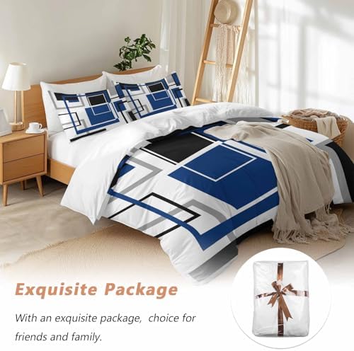 Sabolny Blue Queen Duvet Cover Set with Throw Pillowcases