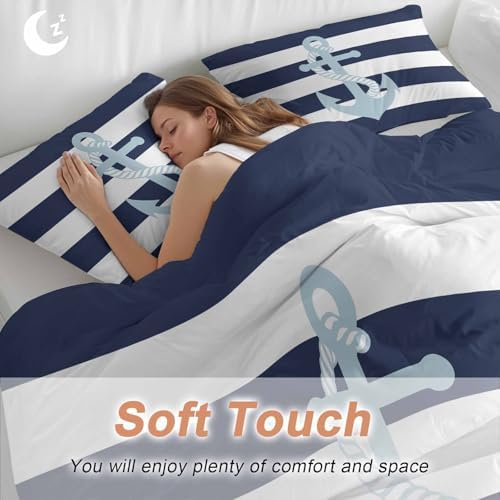 Sabolny Auqa Anchor 3-Piece Duvet Cover Set