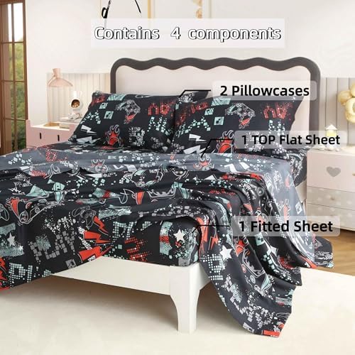 SDY 4PCS Game Sheet Set Queen Size Kids Bedding