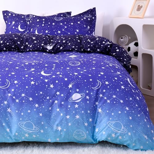 JSD Blue Stars Kids Duvet Cover Set Twin Size 2 Piece