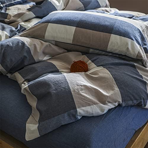 NSNLGSGC Twin Duvet Cover Set Navy Blue Linen Feel