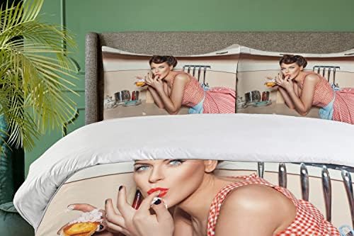 Ambesonne Pin Up Girl Duvet Cover Set Multicolor