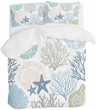 ZOE GARDEN Coastal Blue Queen Duvet Cover Set