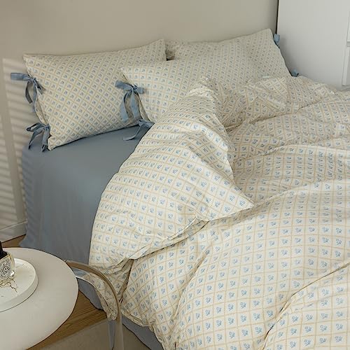 AOJIM Duvet Cover Set with Zipper and Bowknot