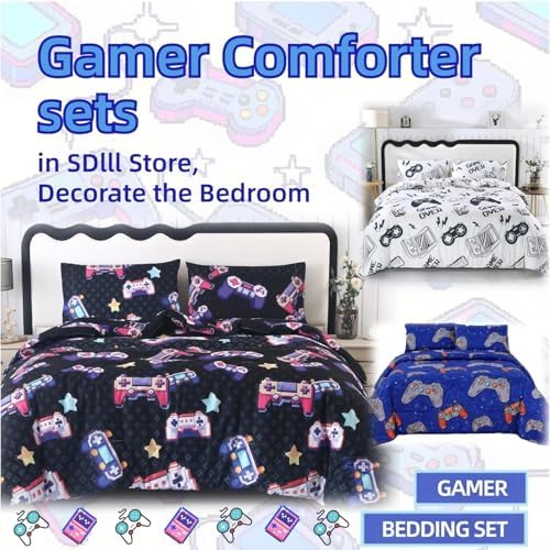 SDIII Blue Gamer Full Fitted Sheet Set with 2 Pillowcases